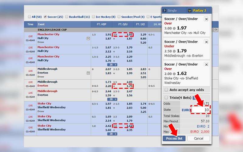 Mẫu vé cược xiên tích hợp nhiều tỷ lệ kèo nhà cái an toàn